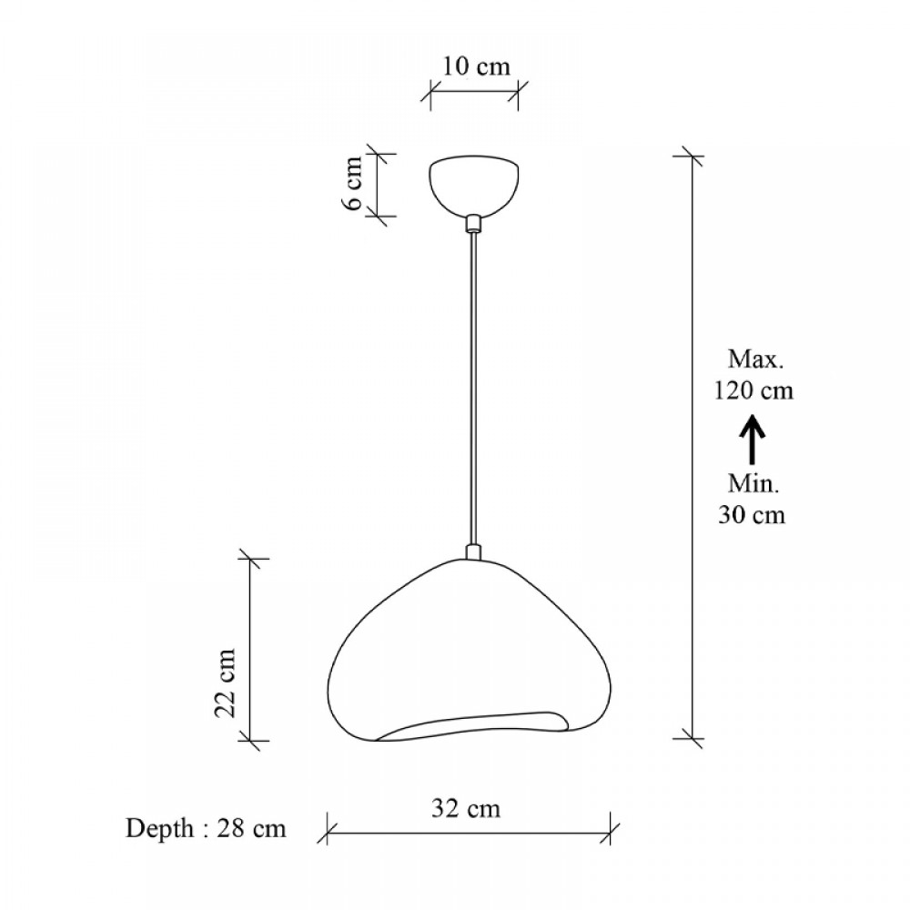 Φωτιστικό οροφής Lora Megapap E27 fiberglass μονόφωτο χρώμα λευκό 32x28x120εκ.