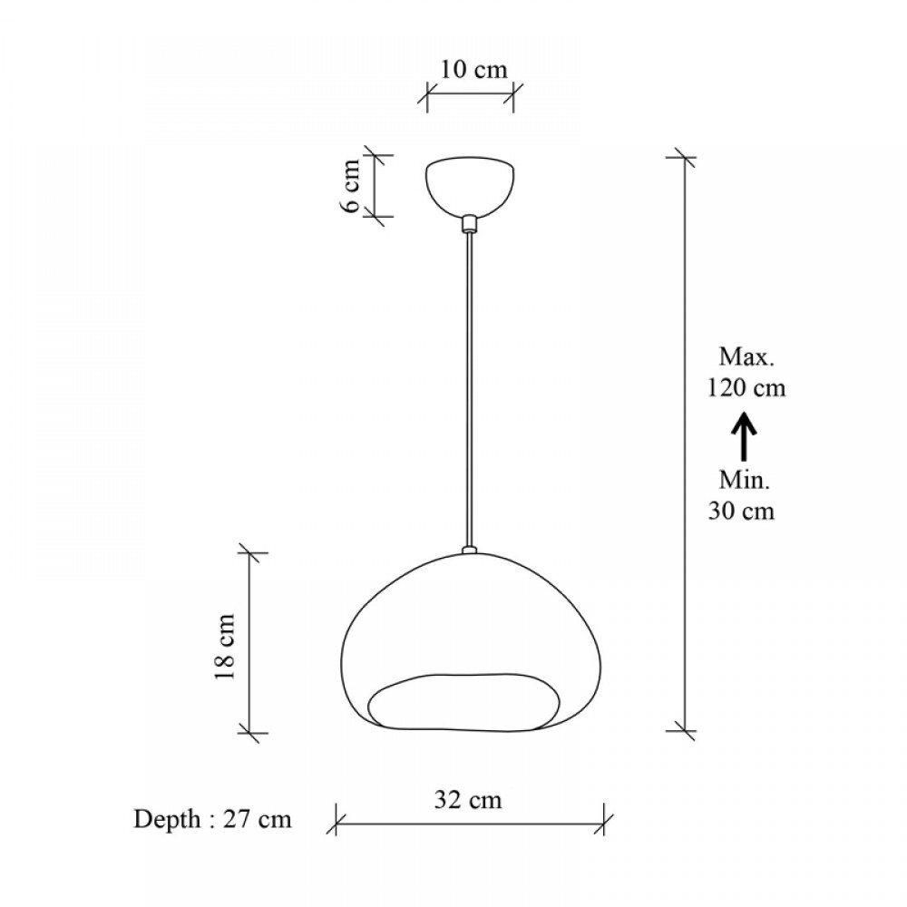 Φωτιστικό οροφής Loval Megapap E27 fiberglass μονόφωτο χρώμα λευκό 32x27x120εκ.