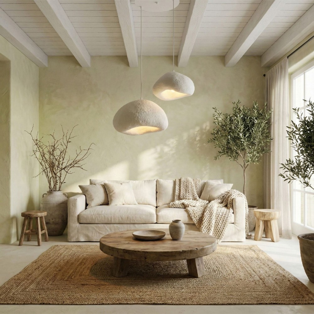 Φωτιστικό οροφής Loval Megapap E27 fiberglass δίφωτο χρώμα λευκό Ø70x115εκ.