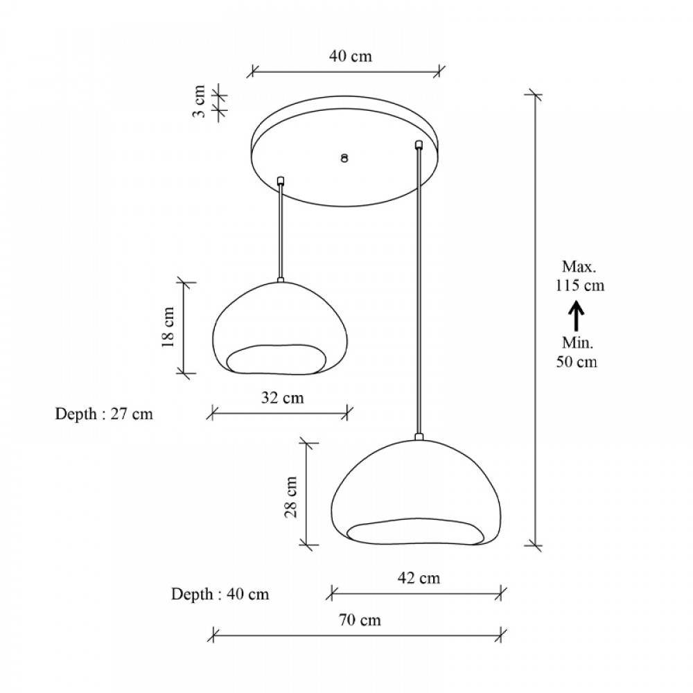 Φωτιστικό οροφής Loval Megapap E27 fiberglass δίφωτο χρώμα λευκό Ø70x115εκ.