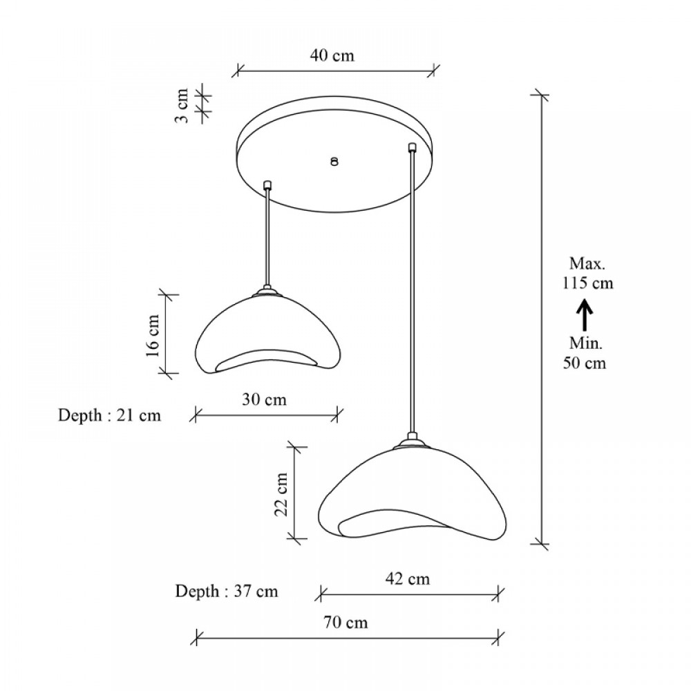 Φωτιστικό οροφής Luna Megapap E27 fiberglass δίφωτο χρώμα λευκό Ø70x115εκ.