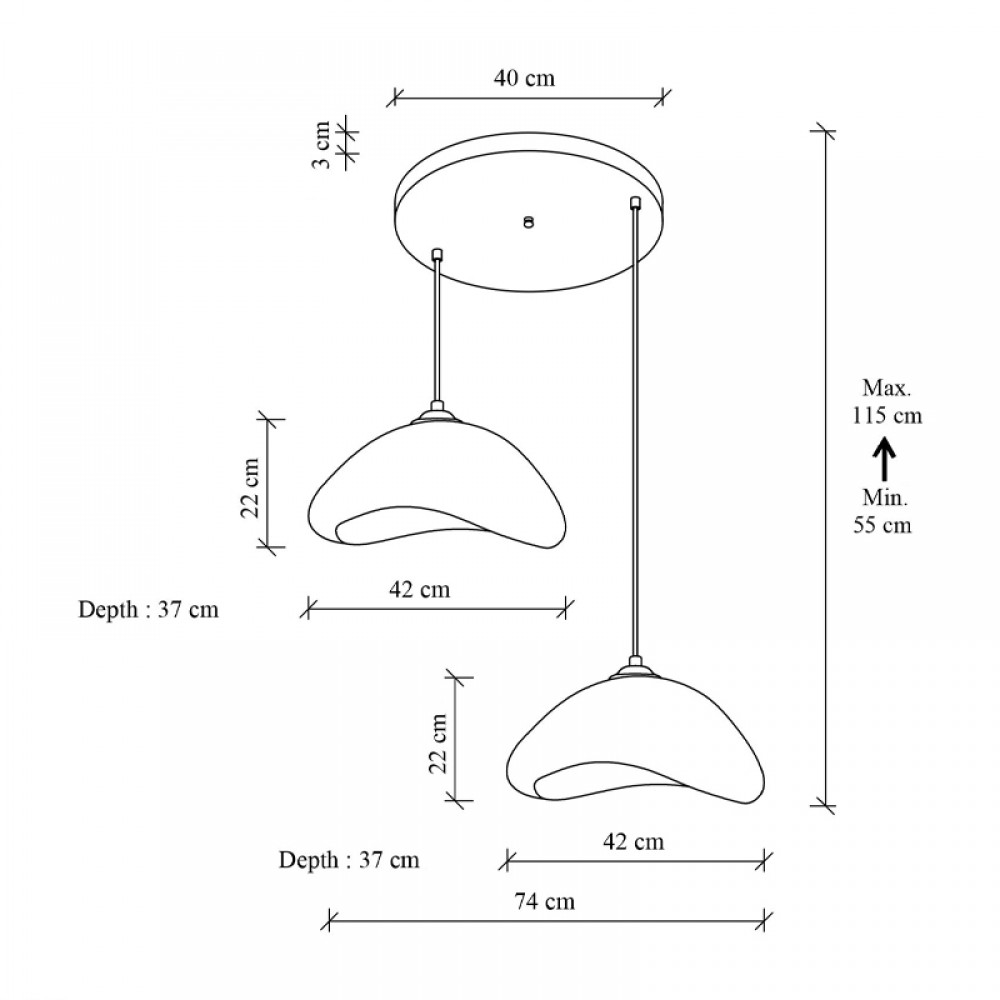 Φωτιστικό οροφής Luna Megapap E27 fiberglass δίφωτο χρώμα λευκό Ø74x115εκ.