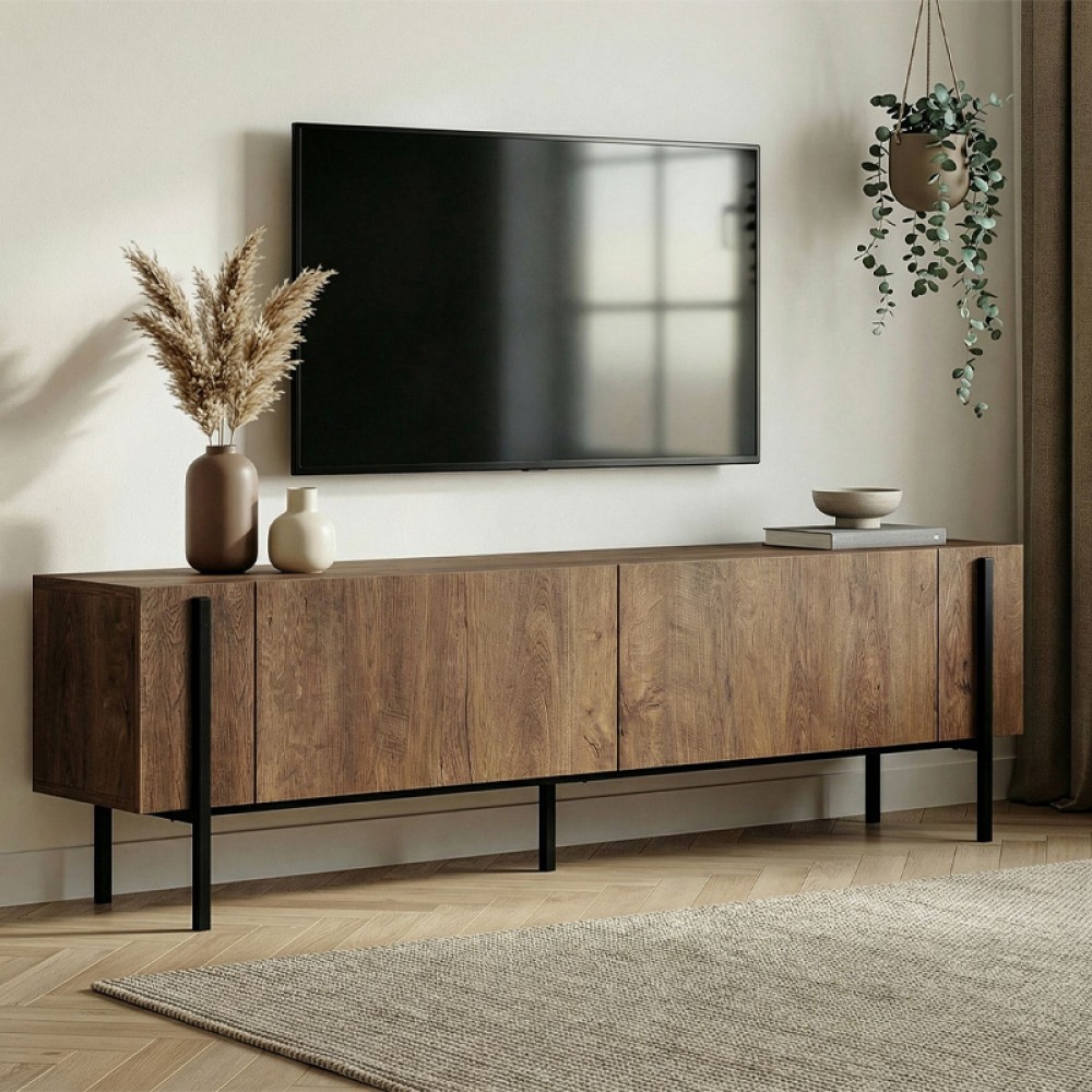 Έπιπλο τηλεόρασης Nexus Megapap χρώμα καρυδί 180x30x45,5εκ.