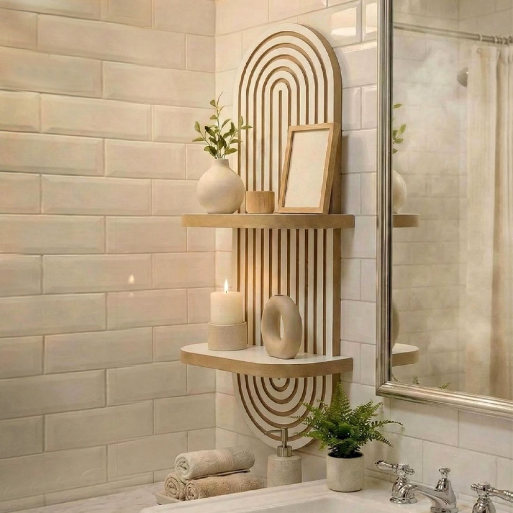Ραφιέρα τοίχου Artwill Megapap Mdf χρώμα λευκό - oak 26x13x70εκ.