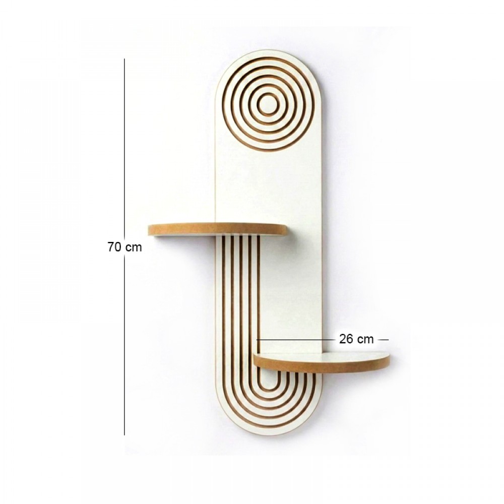 Ραφιέρα τοίχου Artwill Megapap Mdf χρώμα λευκό - oak 46x13x70εκ.
