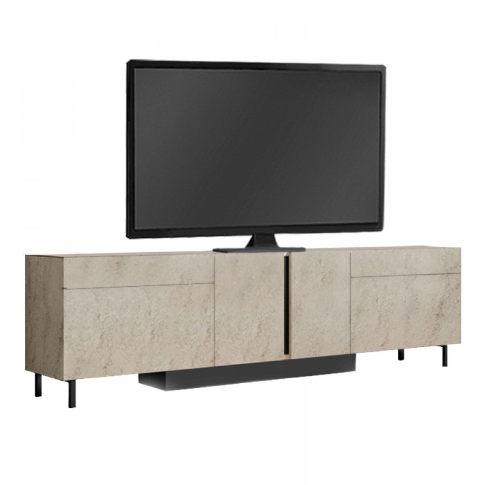 Έπιπλο τηλεόρασης Arlen Megapap με Led Rgb χρώμα travertine 180x32x50εκ.