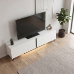 Έπιπλο τηλεόρασης Arlen Megapap με Led Rgb χρώμα λευκό 180x32x50εκ.