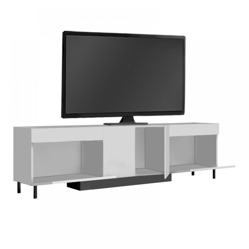 Έπιπλο τηλεόρασης Arlen Megapap με Led Rgb χρώμα λευκό 180x32x50εκ.