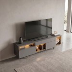 Έπιπλο τηλεόρασης Norm Megapap με Led Rgb χρώμα ανθρακί - χρυσό 180x32x55εκ.