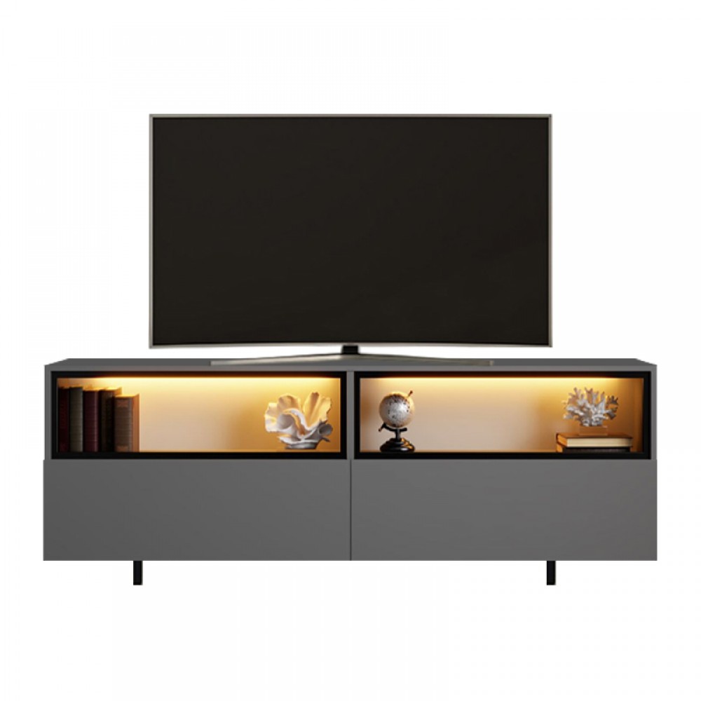 Έπιπλο τηλεόρασης Eco Megapap με Led Rgb χρώμα ανθρακί 180x32x67εκ.
