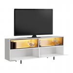 Έπιπλο τηλεόρασης Eco Megapap με Led Rgb χρώμα λευκό 180x32x67εκ.