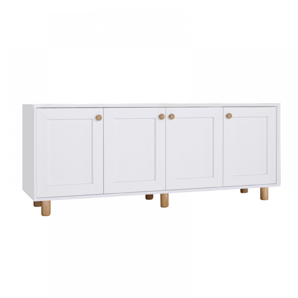 Μπουφές Bohemian Megapap χρώμα λευκό - φυσικό οξιάς 180x40x75εκ.