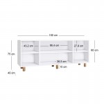 Μπουφές Bohemian Megapap χρώμα λευκό - φυσικό οξιάς 180x40x75εκ.