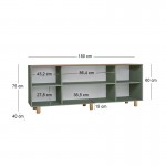 Μπουφές Bohemian Megapap χρώμα πράσινο - φυσικό οξιάς 180x40x75εκ.