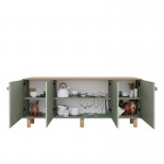 Μπουφές Bohemian Megapap χρώμα πράσινο - φυσικό οξιάς 180x40x75εκ.