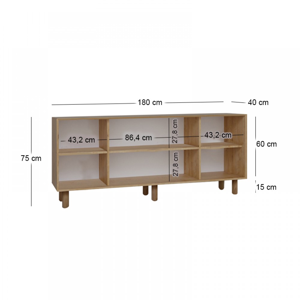 Μπουφές Bohemian Megapap χρώμα φυσικό οξιάς 180x40x75εκ.