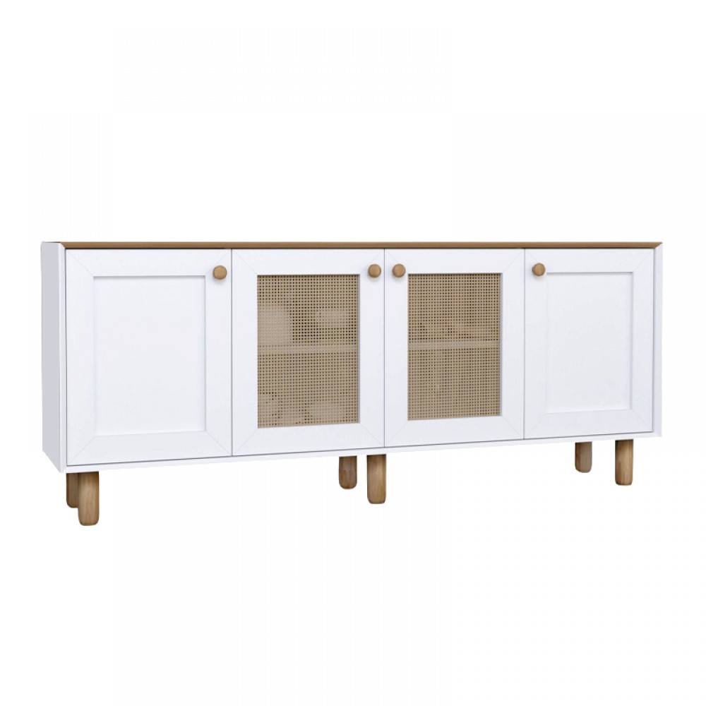 Μπουφές Bohemian Megapap χρώμα λευκό - φυσικό οξιάς 180x40x75εκ.