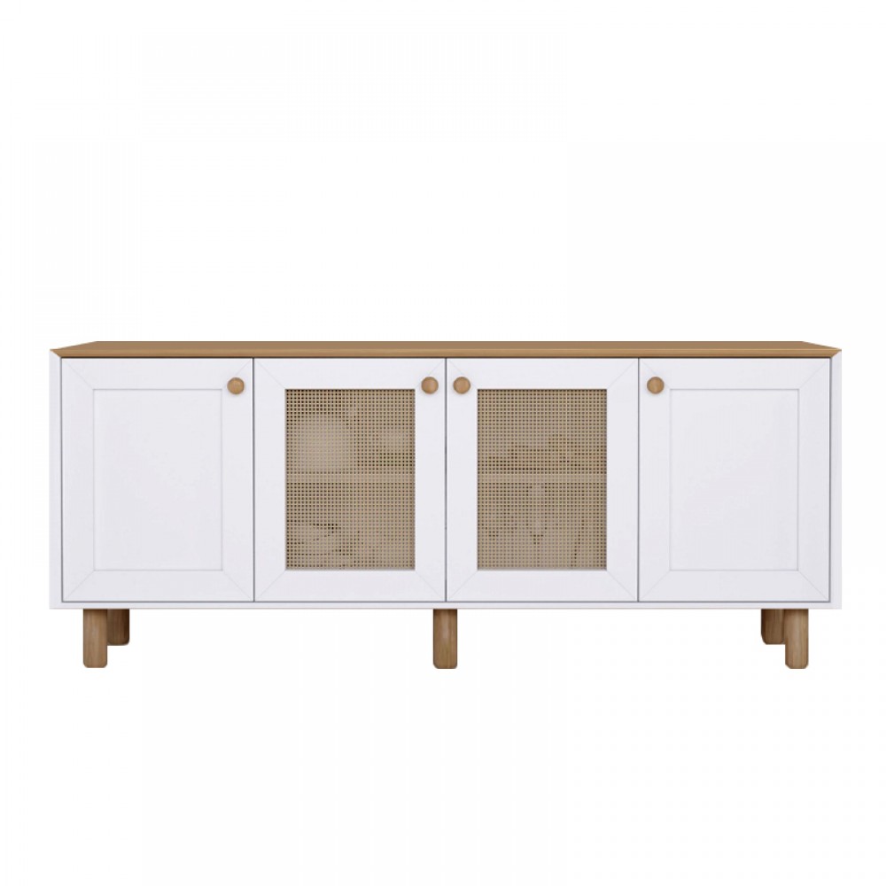 Μπουφές Bohemian Megapap χρώμα λευκό - φυσικό οξιάς 180x40x75εκ.