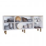 Μπουφές Bohemian Megapap χρώμα λευκό - φυσικό οξιάς 180x40x75εκ.