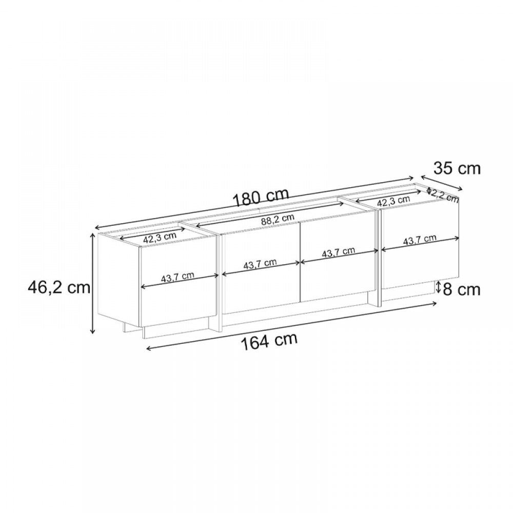 Έπιπλο τηλεόρασης Dorma Megapap χρώμα καρυδί 180x35x46,2εκ.
