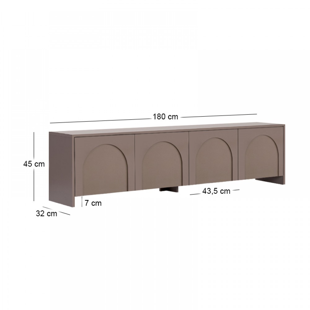 Έπιπλο τηλεόρασης Aurelia Megapap χρώμα μόκα 180x32x45εκ.