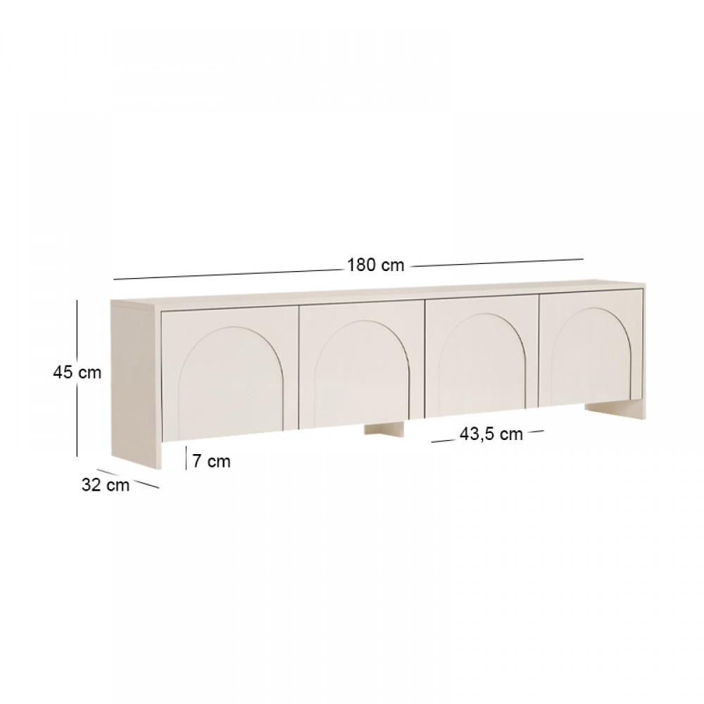 Έπιπλο τηλεόρασης Aurelia Megapap χρώμα κρεμ 180x32x45εκ.