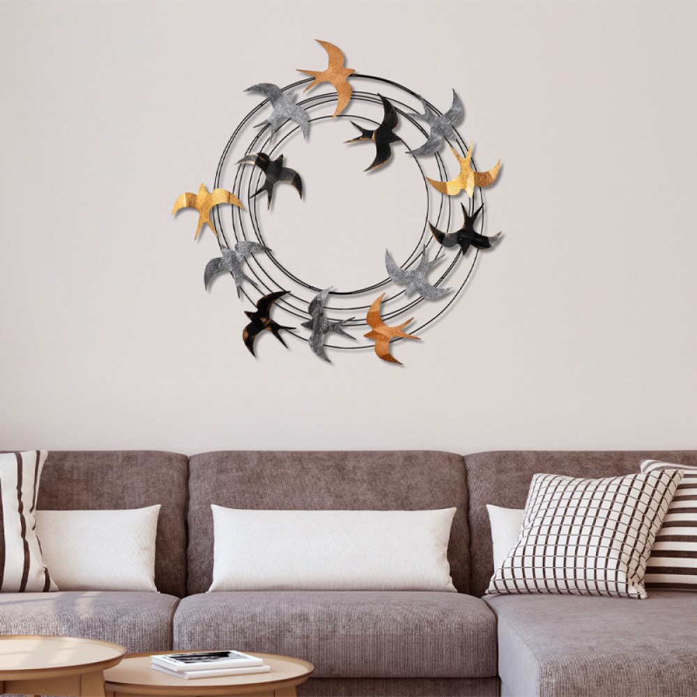 Διακοσμητικό τοίχου Spiral Flock Megapap μεταλλικό χρώμα μαύρο - bronze - ασημί 87x87εκ.