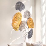 Διακοσμητικό τοίχου Metal Flower Megapap μεταλλικό χρώμα bronze - ασημί 75x100εκ.