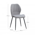Καρέκλα τραπεζαρίας Valena Megapap elephant grey ύφασμα - μεταλλικό μαύρο πόδι 48x58x87εκ.