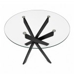 Τραπέζι Aldo Megapap γυαλί - μεταλλικά μαύρα πόδια Ø100x75,5εκ.