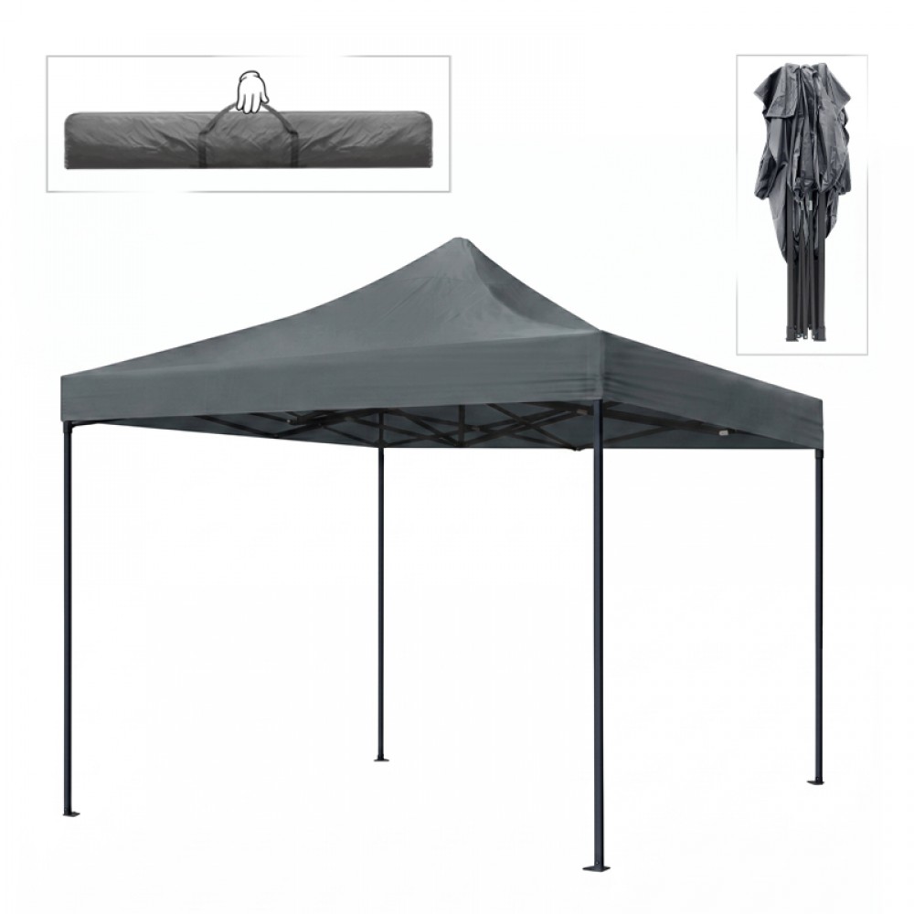 Κιόσκι - Gazebo Bari Megapap πτυσσόμενο μεταλλικός σκελετός - αδιάβροχο ύφασμα χρώμα γκρι 3x3x3,10m.