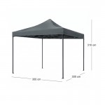 Κιόσκι - Gazebo Bari Megapap πτυσσόμενο μεταλλικός σκελετός - αδιάβροχο ύφασμα χρώμα γκρι 3x3x3,10m.