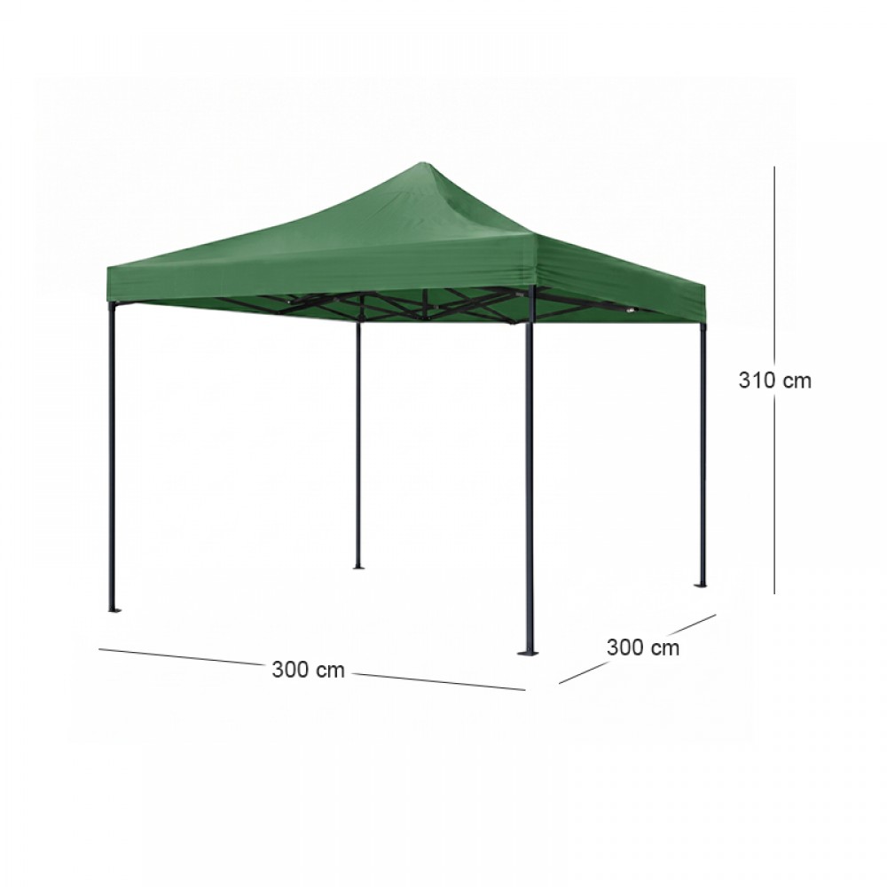 Κιόσκι - Gazebo Bari Megapap πτυσσόμενο μεταλλικός σκελετός - αδιάβροχο ύφασμα χρώμα πράσινο 3x3x3,10m.