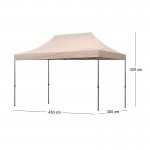 Κιόσκι - Gazebo Bari Megapap πτυσσόμενο μεταλλικός σκελετός - αδιάβροχο ύφασμα χρώμα της άμμου 3x4,5x3,20m.
