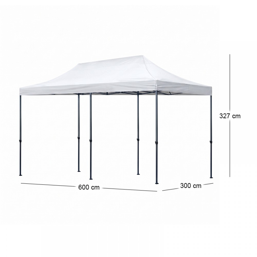 Κιόσκι - Gazebo Bari Megapap πτυσσόμενο μεταλλικός σκελετός - αδιάβροχο ύφασμα χρώμα λευκό 3x6x3,27m.