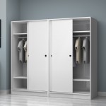 Ντουλάπα ρούχων Regio Megapap τετράφυλλη συρόμενη χρώμα λευκό 200x60x181εκ.
