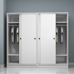 Ντουλάπα ρούχων Regio Megapap τετράφυλλη συρόμενη χρώμα λευκό 200x60x181εκ.