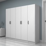 Ντουλάπα ρούχων Vivian Megapap πεντάφυλλη χρώμα λευκό 200x51,8x181εκ.