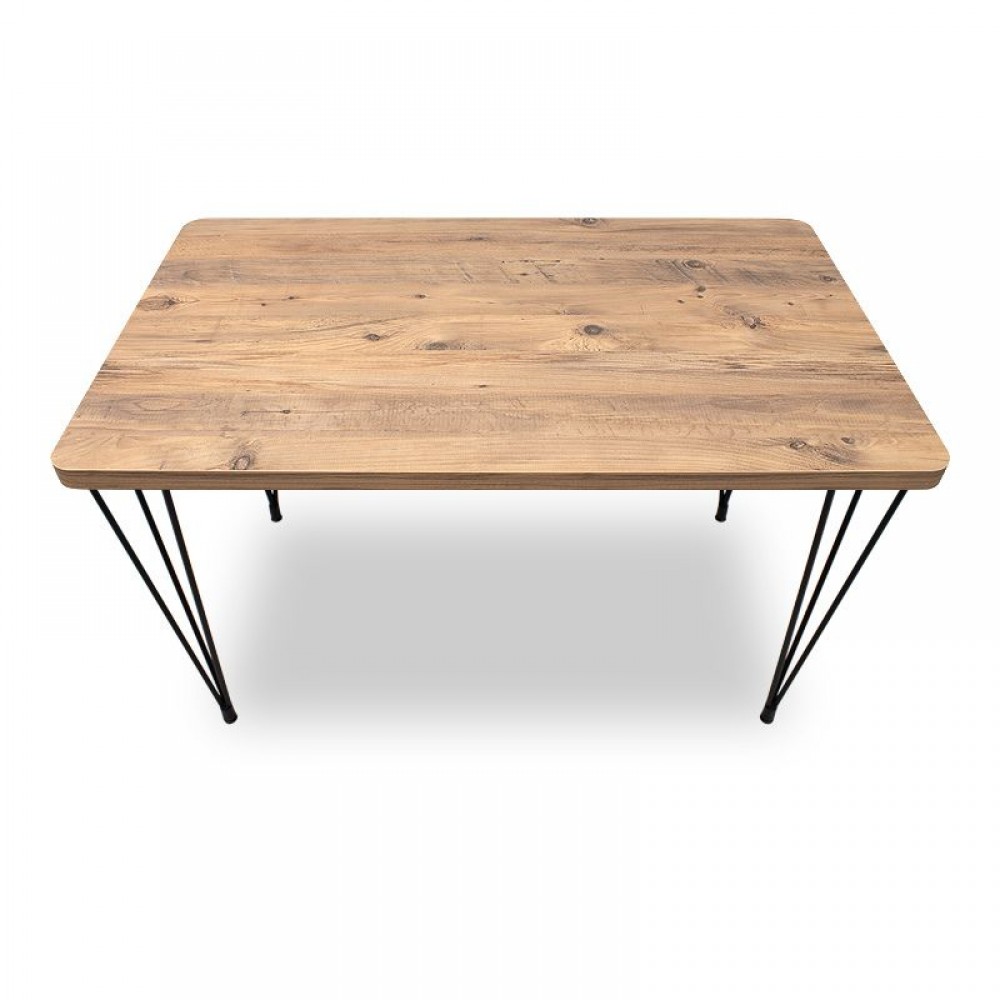 Σετ τραπεζαρία 5τμχ Roger - Bianca Megapap Mdf - ύφασμα χρώμα ακακίας - γκρι 120x70x75εκ.