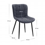 Σετ τραπεζαρία 5τμχ Roger - Chiara Megapap Mdf - ύφασμα χρώμα μαύρο εφέ μαρμάρου - ανθρακί 120x70x75εκ.