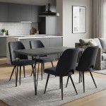 Σετ τραπεζαρία 5τμχ Roger - Christy Megapap Mdf - ύφασμα χρώμα σκούρο γκρι σκυροδέματος - ανθρακί 120x70x75εκ.