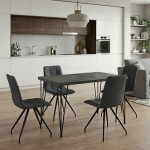 Σετ τραπεζαρία 5τμχ Roger - Bianca Megapap Mdf - ύφασμα χρώμα σκούρο γκρι σκυροδέματος - γκρι 120x70x75εκ.