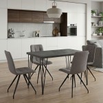 Σετ τραπεζαρία 5τμχ Roger - Bianca Megapap Mdf - ύφασμα χρώμα σκούρο γκρι σκυροδέματος - ανοιχτό μπεζ 120x70x75εκ.