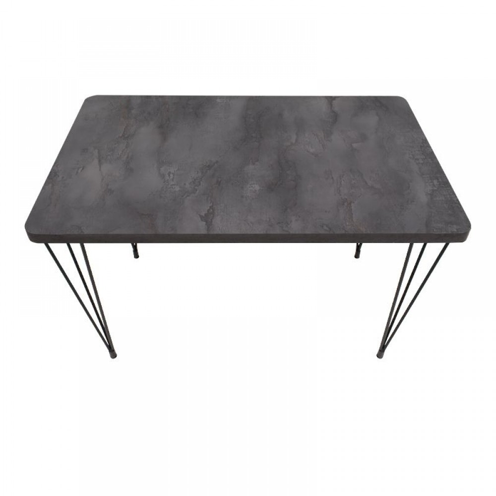 Σετ τραπεζαρία 5τμχ Roger - Chiara Megapap Mdf - ύφασμα χρώμα σκούρο γκρι σκυροδέματος - ανθρακί 120x70x75εκ.