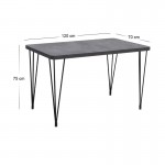 Σετ τραπεζαρία 5τμχ Roger - Chiara Megapap Mdf - ύφασμα χρώμα σκούρο γκρι σκυροδέματος - ανθρακί 120x70x75εκ.