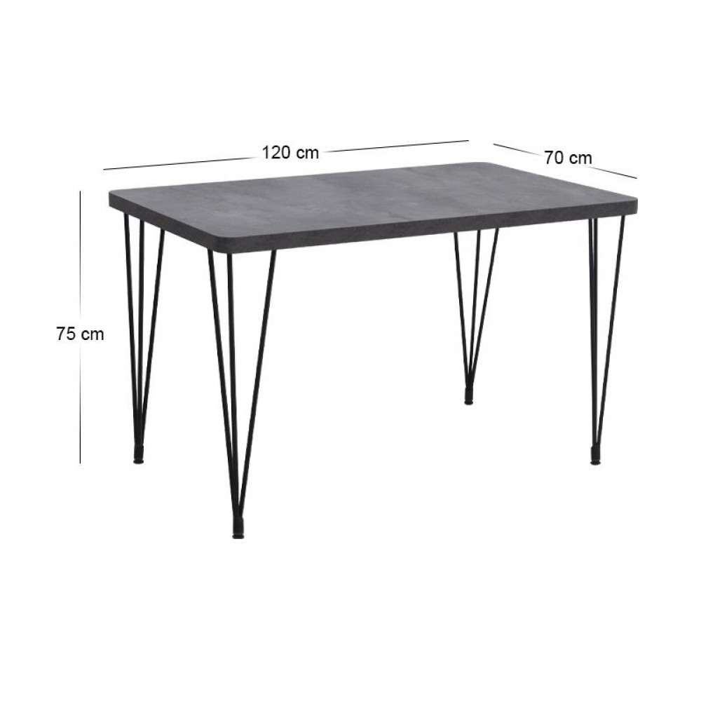 Σετ τραπεζαρία 5τμχ Roger - Chiara Megapap Mdf - ύφασμα χρώμα σκούρο γκρι σκυροδέματος - γκρι 120x70x75εκ.