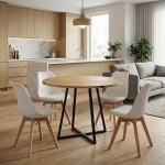 Σετ τραπεζαρία 5τμχ Rubes - Viva Megapap χρώμα φυσικό οξιάς - λευκό Ø100x78εκ.