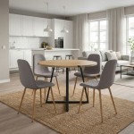 Σετ τραπεζαρία 5τμχ Rubes - Iris Megapap χρώμα φυσικό οξιάς - ανοιχτό μπεζ Ø100x78εκ.