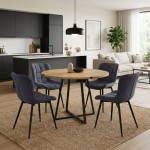 Σετ τραπεζαρία 5τμχ Rubes - Chiara Megapap χρώμα φυσικό οξιάς - ανθρακί Ø100x78εκ.