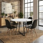 Σετ τραπεζαρία 5τμχ Rubes - Nova Megapap χρώμα λευκό - μαύρο Ø100x78εκ.